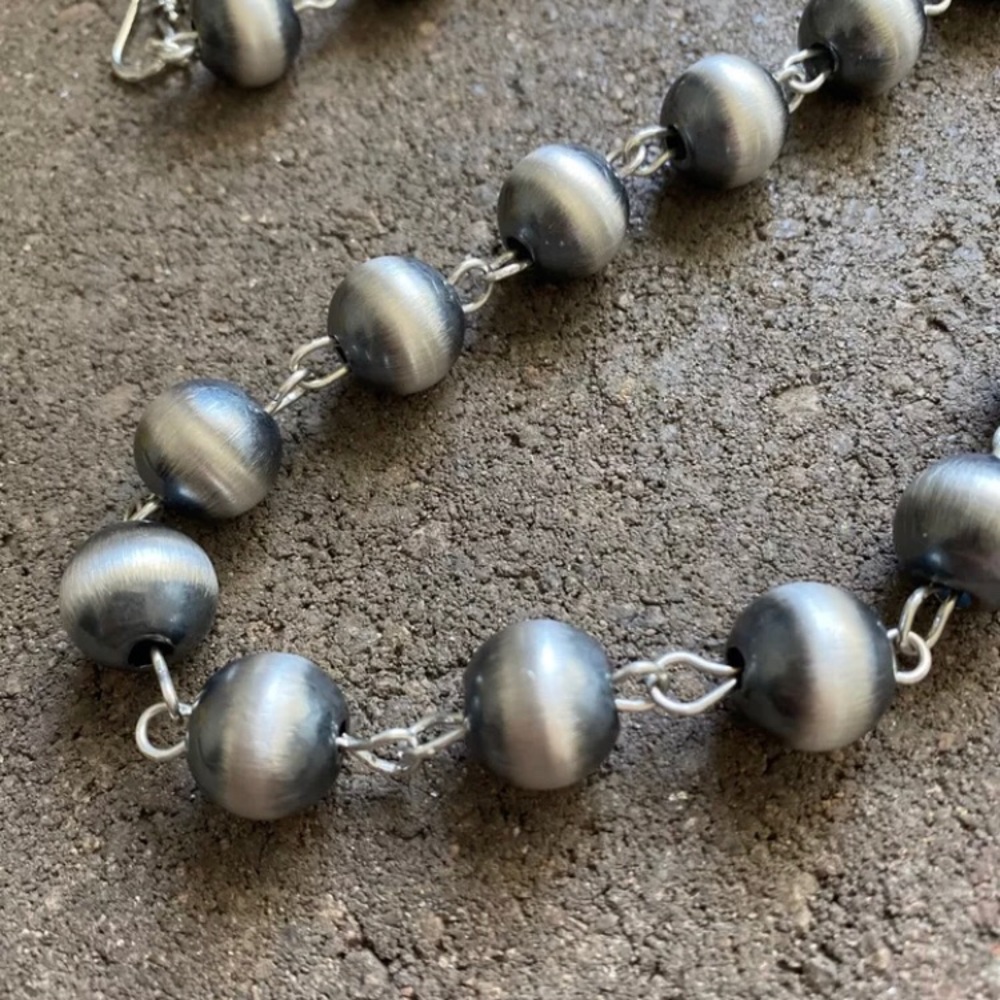 14mm Sterling Silver Rosary Bead Necklace - image 7